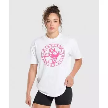 Gymshark Футболка с рисунком Strong Girl Lifting Club белая B2B8Q WB57
