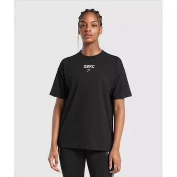Gymshark Футболка свободного кроя с принтом для бега, черная B2b3y Bb2j XS