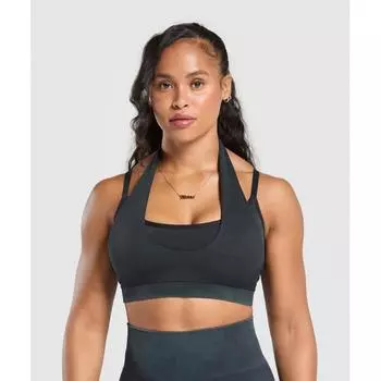 Gymshark Gains Бесшовный бюстгальтер-бралетт черный B1c6g Bcph XS
