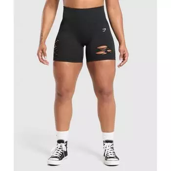 Gymshark Gains Seamless Distressed Shorts Black B1c6a Bb2j XXS