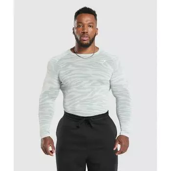 Gymshark Geo Animal Seamless Long Sleeve T shirT Cool Blue Cargo Blue A6a7r Uczv