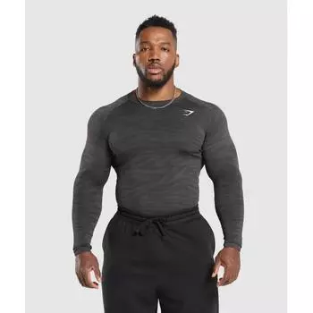 Gymshark Geo Animal Seamless Long Sleeve T shirT Onyx Grey Black A6a7r Gb78 XS