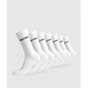 Gymshark Gfx Rest Day Socks 7pk White I1b2p Wb57 S