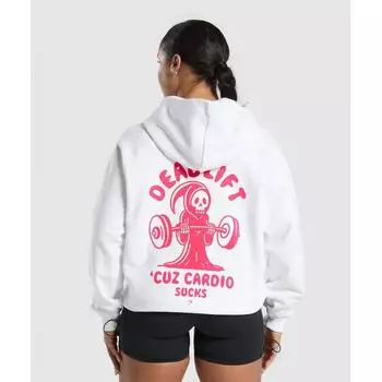 Gymshark Графический Reaper Толстовка большого размера белая B2b7j Wb57 XS