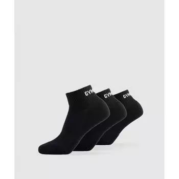 GYMSHARK GS Jacquard Quarter Socks 3pk Black I2A7C BBBB S