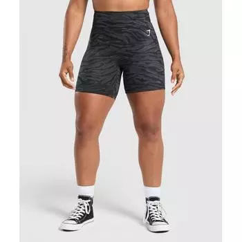 Gymshark Gs Power Tight Shorts Onyx Grey Print B4a6u Gct9 XS