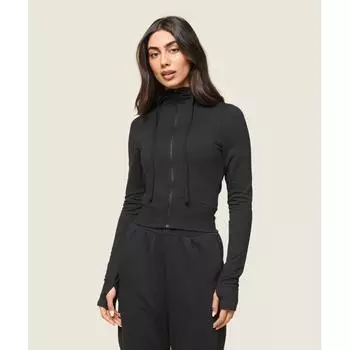 Gymshark Gs X Leana Deeb Hooded Midi Top Black B9a1b Bb2j XXS