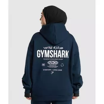 GYMSHARK GS X Leana Deeb Oversized худи с рисунком Темно-синий B1C1A UB9P