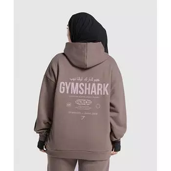 GYMSHARK GS X Leana Deeb Oversized худи с рисунком пыльно-коричневого цвета B1C1A NBZK