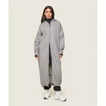 Gymshark Gs X Leana Deeb Oversized Longline Zip Through Light Grey Marl B9a1c Gchr XS
