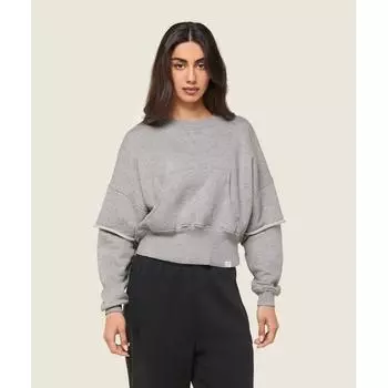 Gymshark Gs X Leana Deeb Oversized Sweat Light Grey Marl B9a1l Gchr XXS