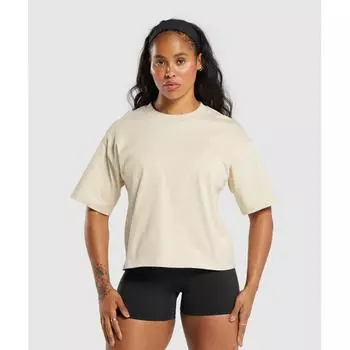 Gymshark HeavyweighT CoTTon T shirT Ecru whiTe b7a1T Wcc9 XXS