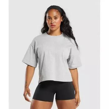 Gymshark HeavyweighT CoTTon T shirT lighT Grey Marl b7a1T Gchr XXS