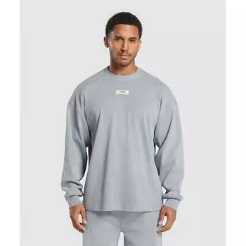 Gymshark Heavyweight Rib Crew Denim Grey A1b5c Uc32 XS