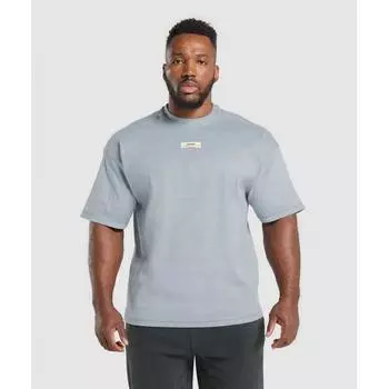 Gymshark Heavyweight Rib Short Sleeve Crew Denim Grey A1b5f Uc32 S