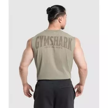 Gymshark Heritage Washed Cut Off Tank Utility Green Кислотная мойка Маленький шарик A5a9p ECV4 XS