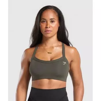 Gymshark Хлопковый бюстгальтер-лифчик Strength Green B8a5x Ecjh XS