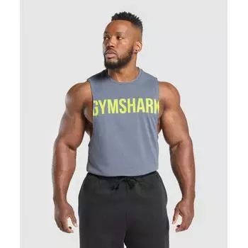Gymshark Impact Drop Arm Tank Iron Blue A6a5x Uctm XS