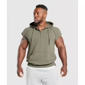 Gymshark Legacy 1 4 Zip Cap Sleeve Hoodie Base Green A1b5l Ech1 XS