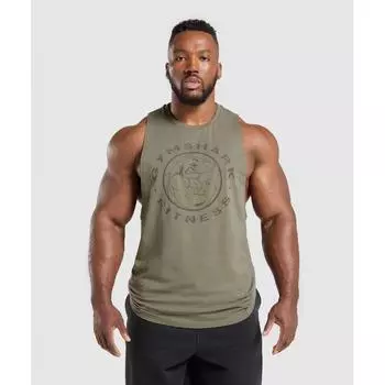 Gymshark Legacy Drop Arm Tank Base Green A5a2z Ech1 XS
