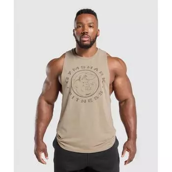 Gymshark Legacy Drop Arm Tank Cement Brown A5a2z Nbzd XS