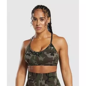 Gymshark Legacy Printed Sports Bra Archive Brown B7a4z Nchj XXS