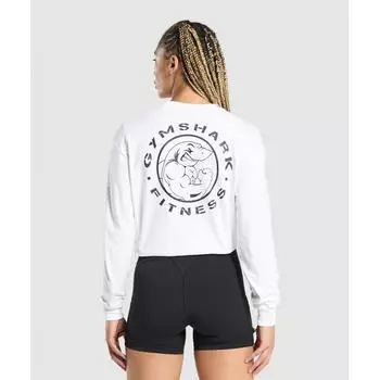 Gymshark Legacy свободный топ с длинными рукавами белый B9a5v Wb57 XXS
