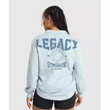 GYMSHARK Legacy Топ с длинными рукавами Fresh Blue B7A2N UCMN