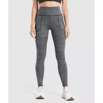 Gymshark Леггинсы с карманами на флисовой подкладке черного цвета B5A8G BB3J