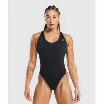 GYMSHARK Lift Contour Бесшовное боди Черный Черный Марл B7A1B BCG7 XXS