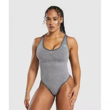 GYMSHARK Lift Contour Бесшовное боди матовый серо-белый меланжевый B7A1B GCRT XXS