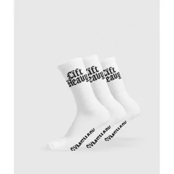 Gymshark Lift Heavy Crew 3pk White I3a9r Wb57 S