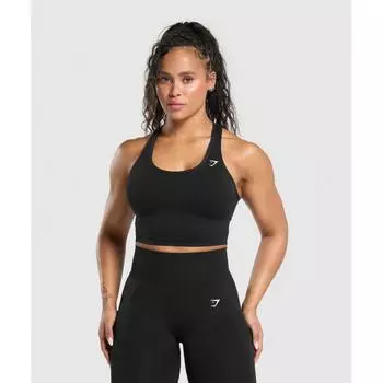 Gymshark Lift Seamless Midi Tank With Shelf Black Black Marl B2c9q Bcg7 XS