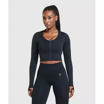 Gymshark Lift Seamless Zip Up Jacket Midnight Blue Black Marl B2c9h Ucvj XS