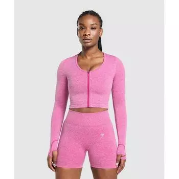 Gymshark Lift Seamless Zip Up Jacket Winning Pink White Marl B2c9h Kcq3 XS