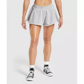 GYMSHARK Lifting Crossover Cotton Shorts Light Grey Marl B1B1C GCHR S