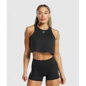Gymshark Lifting Essential Cotton Crop Tank Black B7a1j Bb2j XS