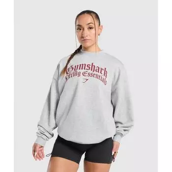 Gymshark Lifting Essentials Oversized Sweatshirt Light Grey Core Marl B2b2x Gbcn XS