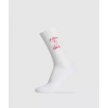 Gymshark Love Squats Graphic Crew Sock Single White Jamz Red I1b3s Wdfm L