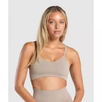 Gymshark Lux Seamless Bralette Pebble Brown Marl B9a8i Ncs6 XS