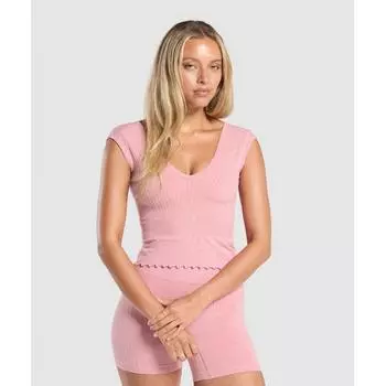 Gymshark Lux Seamless Crop Top Cosy Pink Marl B1c4h Kcck XS