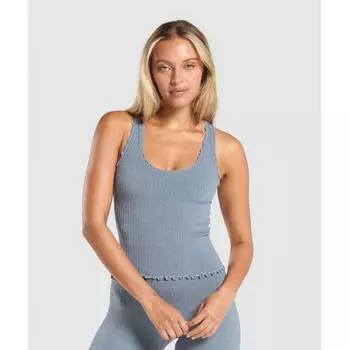 Gymshark Lux Seamless Tank Metal Blue Marl B9a6t Uc1c XS