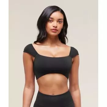 Gymshark Мягкий лифчик-бюстгальтер Sculpt Cap Sleeve Bralette, черный B3b3a Bb2j XS