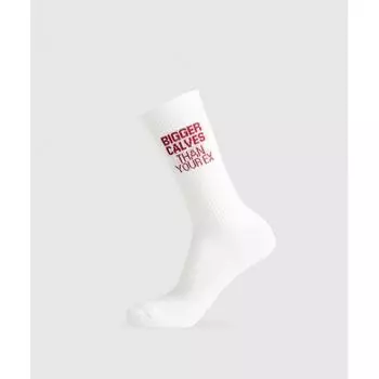 Gymshark Носки с рисунком «Большие икры, чем у вашего бывшего», белые I1b3r Wb57 S