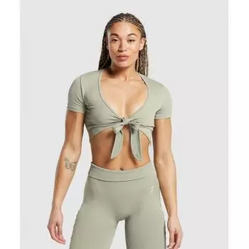 GYMSHARK получает бесшовный приталенный укороченный топ цвета мела B9A1V ECH9 L