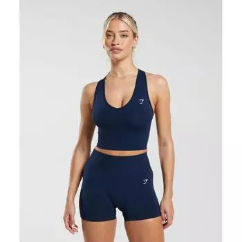 GYMSHARK Повседневная бесшовная укороченная майка синяя B7A3H UB9P XS