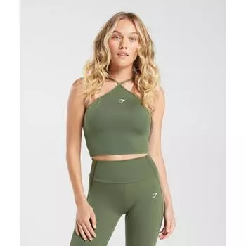 GYMSHARK Повседневная лента с бретелькой на шее, майка, оливковая B8A2I ECBG XXS