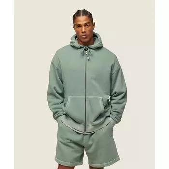 GYMSHARK Повседневная одежда Свободная толстовка на молнии Зеленый доллар A1B6M ECJB