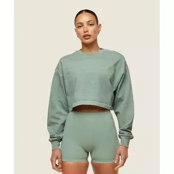 GYMSHARK повседневная одежда Укороченная футболка с длинными рукавами зеленая B1C1S ECV0