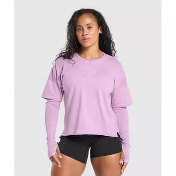 Gymshark Premium Legacy Washed 2 In 1 Long Sleeve Warm Lilac B9a5t Pb1m S